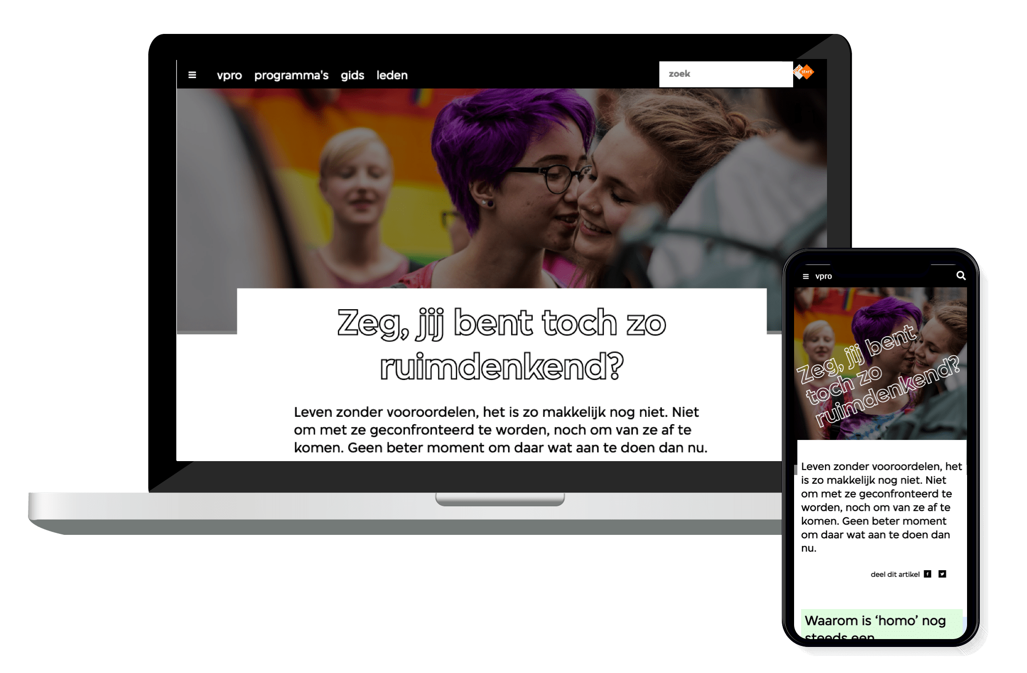 VPRO Routes homepage on desktop and mobile