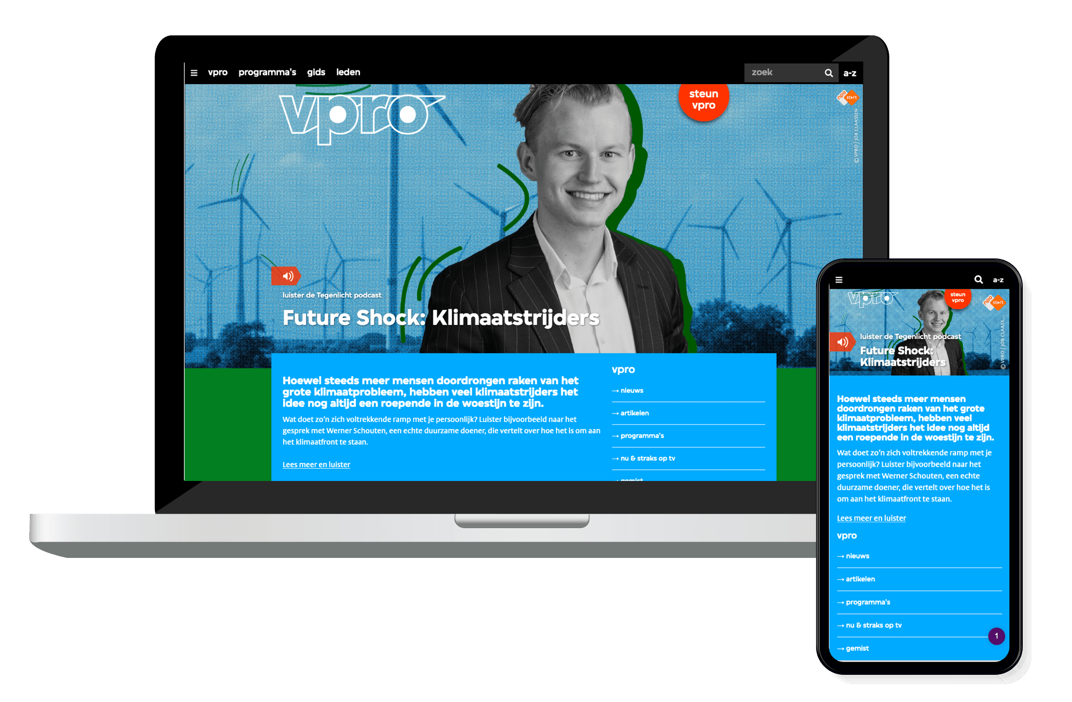 VPRO homepage on desktop and mobile